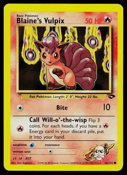 Pokemon Card Gym Challenge Blaine's Vulpix 66/132 Common - Image 1