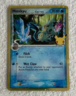 Pokemon Mimikyu SWSH136 Promo Rare Delta Species Celebrations Stamp Card - Image 1
