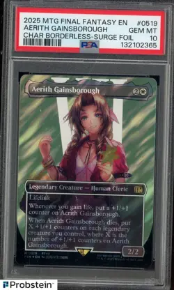 2025 MTG Final Fantasy Borderless Surge Foil #0519 Aerith Gainsborough PSA 10 - Image 1