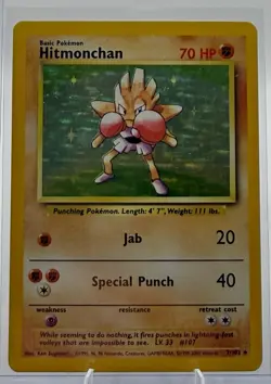 Pokemon TCG Hitmonchan Base Set 7/102 Holo 1999-2000 Wizards Base Set - Image 1