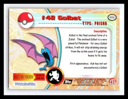 💥 GOLBAT 1999 Topps Pokemon TV Non Holo Animation Series Black Logo # 42 - Image 2