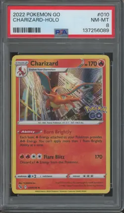 2022 Pokemon Go Holo #010 Charizard PSA 8 - Image 1