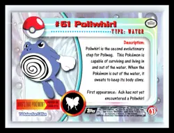 💥 POLIWHIRL 1999 Topps Pokemon TV Non Holo Animation Series Black Logo # 61 - Image 2