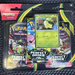 Pokemon TCG ME03 Perfect Order 3 Pack Blister - Chikorita Promo - SEALED NEW 🔥 - Image 1