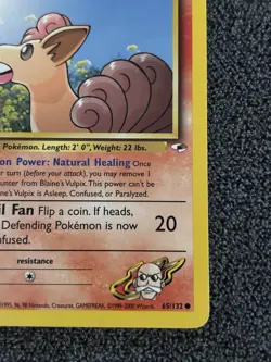 Pokemon TCG Blaine's Vulpix Gym Heroes Common 065/132 40 HP Regular English - Image 3