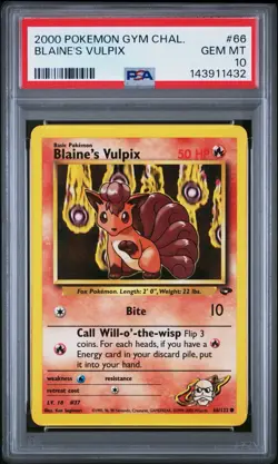 2000 POKEMON GYM CHALLENGE BLAINE’S VULPIX #66 PSA 10 POP 29 - Image 1