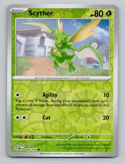 Reverse Holo Scyther 004/197 Common Obsidian Flames Pokemon - Image 1