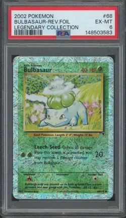 2002 Pokemon Legendary Collection Reverse Foil #68 Bulbasaur PSA 6 - Image 1
