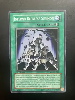 Yugioh Inferno Reckless Summon DP2-EN025 1st Edition Super Rare LP - Image 1