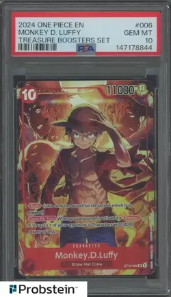 2024 One Piece EN Treasure Boosters Set #006 Monkey.D.Luffy PSA 10 GEM MINT - Image 1