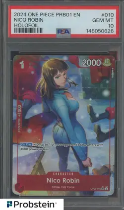 2024 One Piece PRB01 EN #010 Nico Robin Holofoil PSA 10 GEM MINT - Image 1