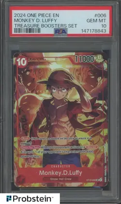2024 One Piece EN Treasure Boosters Set #006 Monkey.D.Luffy PSA 10 GEM MINT - Image 1