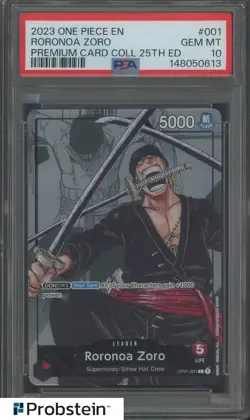 2023 One Piece EN Premium Card Coll. 25th Ed. #001 Roronoa Zoro PSA 10 GEM MINT - Image 1