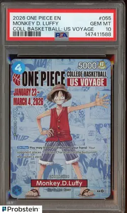 2026 One Piece EN College Basketball US Voyage #055 Monkey D Luffy PSA 10 - Image 1