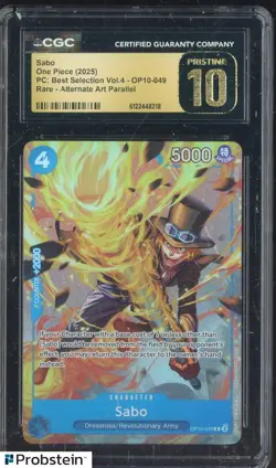 2025 One Piece PC Best Selection Vol.4 #OP10-049 Sabo Parallel CGC 10 PRISTINE - Image 1