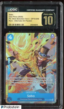 2025 One Piece PC Best Selection Vol.4 #OP10-049 Sabo Parallel CGC 10 PRISTINE - Image 1