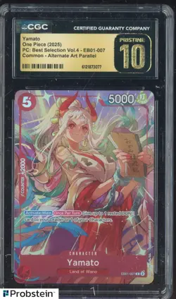 2025 One Piece Best Selection Vol4 EB01-007 Yamato Alternate Art CGC 10 PRISTINE - Image 1