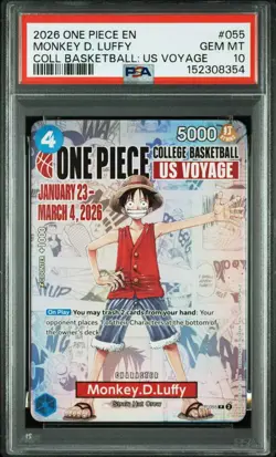 One Piece PSA 10 Monkey D Luffy Promo 2026 P-055 College Basketball English - Image 1