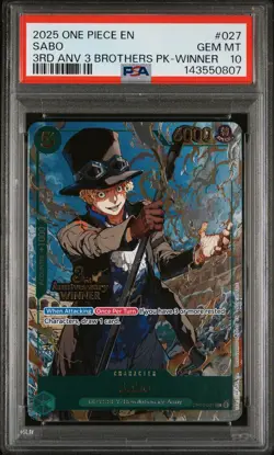 2025 ONE PIECE 3RD ANNIV TOURNAMENT 3 BROTHERS PACK WINNER #027 SABO PSA 10 - Image 1