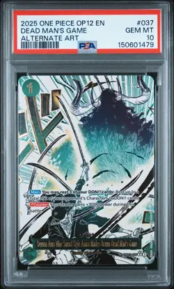 2025 ONE PIECE OP12-LEGACY OF THE MASTER ALT ART #037 DEAD MAN'S GAME PSA 10 - Image 1