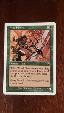 Wood Elves Seventh Edition 7th EX/LP 284/350 MTG Magic the Gathering Common - Image 1