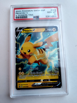 2020 POKEMON SWSH Power Tins Promo HOLO PIKACHU V #063 - PSA 10 - Image 1