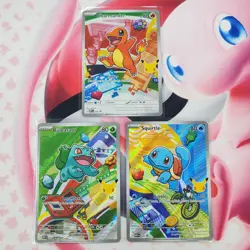 Charmander 038 + Squirtle 039 + Bulbasaur 037 - First Partner Pokemon Cards L358 - Image 1