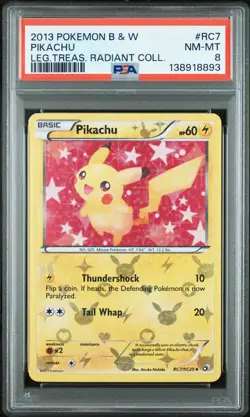 2013 POKEMON B&W LEGEND TREASURES RADIANT COLL #RC7 PIKACHU PSA 8 - Image 1