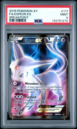 2016 POKEMON XY BREAKPOINT #117 FULL ART/ESPEON EX PSA 9 - Image 1