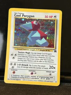 🌈🦄Pokemon TCG 2000 Cool Porygon Holo Rare Black Star Promo Card 15/53 WOTC LP - Image 3