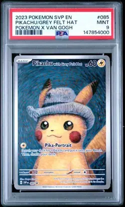 2023 POKEMON SVP POKEMON X VAN GOGH #085 PIKACHU WITH GREY FELT HAT PSA 9 - Image 1