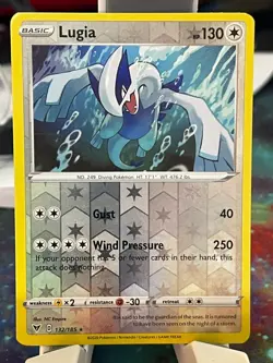POKEMON LUGIA 132/185 RARE REVERSE HOLOFOIL VIVID VOLTAGE NM CARD - Image 1