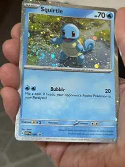 POKEMON SQUIRTLE SVP048 PROMO BLACK STAR COSMOS HOLOFOIL WITH SWIRL NM CARD - Image 1