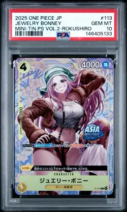2025 ONE PIECE JPN MINI-TIN PACK SET VOL.2 #113 JEWELRY BONNEY PSA 10 - Image 1