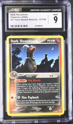 CGC 9 MINT Dark Houndoom 2004 EX Team Rocket Returns 37/109 Pokemon Card - Image 1