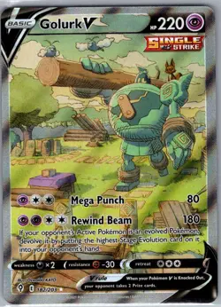 Golurk V (Alternate Full Art) 182/203 SWSH07: Evolving Skies - Pokemon Card - NM - Image 1