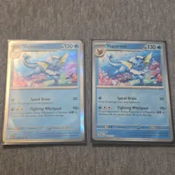Vaporeon Pokemon TCG PREM 022/131 Holo & Regular Card Lot - 2 Cards - Image 1