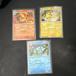 Pokemon TCG Card Lot Flareon Jolteon Vaporeon Regular (3 Cards, English) - Image 1