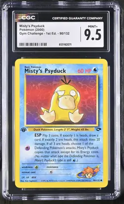 CGC 9.5 MINT+ Misty's Psyduck Gym Challenge 1st Edition 90/132 Pokemon Card - Image 1