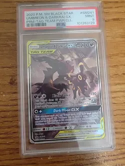 2020 Pokemon Umbreon & Darkrai GX SM241 Graded Card MINT 9 - Image 1