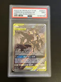 Umbreon & Darkrai GX SM241 Black Star Promo Tag Team Pokemon Card PSA 9 MINT - Image 1