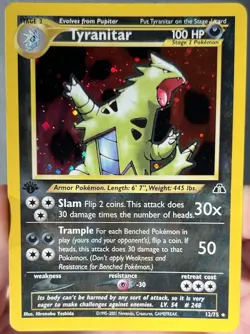 1st Edition Tyranitar 12/75 Neo Discovery Holo Rare WOTC Pokemon TCG Card LP - Image 1