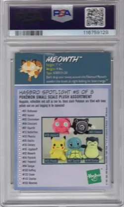 MEOWTH 1999 POKEMON HASBRO TOY WISHES MAGAZINE HAND CUT #5 PSA 6 EX-MT **POP 9** - Image 2