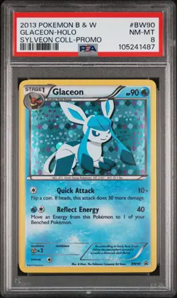 2013 POKEMON BLACK STAR PROMO GLACEON #BW90 HOLO FOIL PSA 8 NM-MT #105241487 - Image 1
