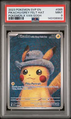2023 POKEMON SVP EN-SV BLACK STAR PROMO #085 PIKACHU WITH GREY FELT HAT PSA 9 - Image 1