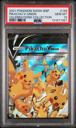 2021 Pokemon Swsh Black Star Promo Pikachu V-Union Celebrations PSA 10 #139 - Image 1