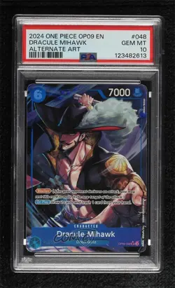 2024 One Piece Card Game: Emperors in the New World OP09 Dracule Mihawk PSA 10 - Image 1