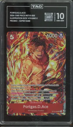 2026 One Piece Promo Super Rare #ST15-005 Portgas D. Ace Gem Mint TAG 10 - Image 1