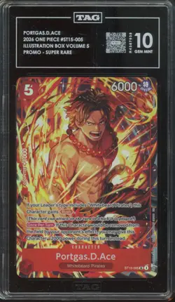 2026 One Piece Promo Super Rare #ST15-005 Portgas D. Ace Gem Mint TAG 10 - Image 1