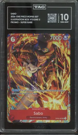 2026 One Piece Promo Super Rare #OP05-007 Sabo Gem Mint TAG 10 - Image 1